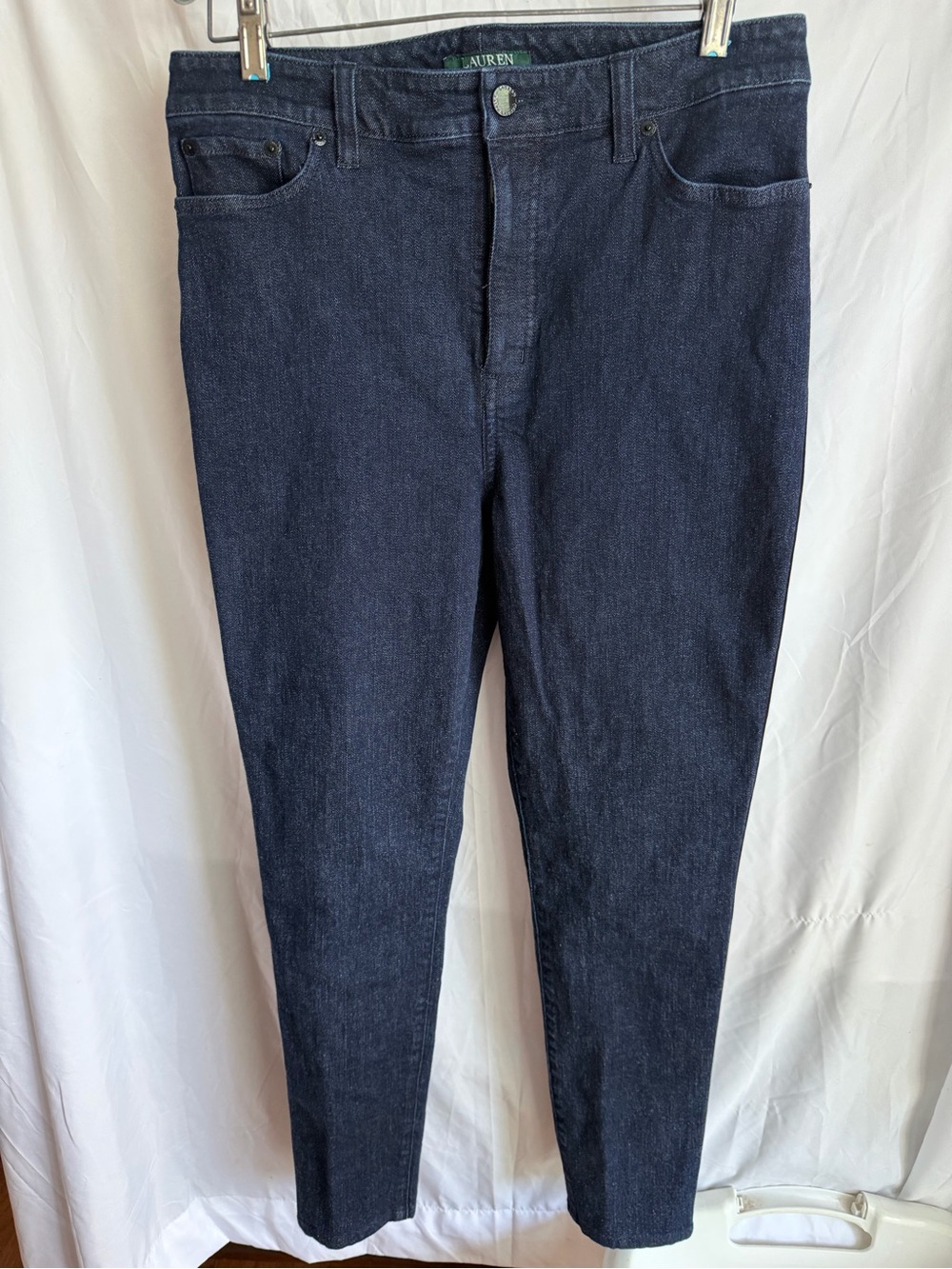 Lauren Ralph Lauren Regal Skinny Jeans Women’s 10 Blue Dark Wash Black Stripe